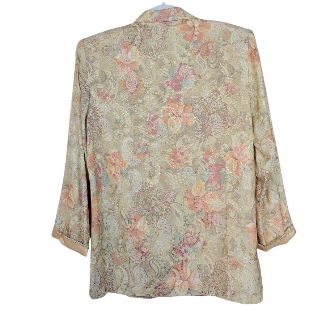 Michael & Company Vintage M Floral Paisley Tapestry Blazer Gold Peach Pastel - Picture 6 of 9